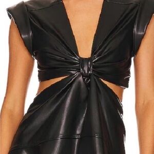 Rare A.L.C. Alexanderia Long Black Faux Leather Dress